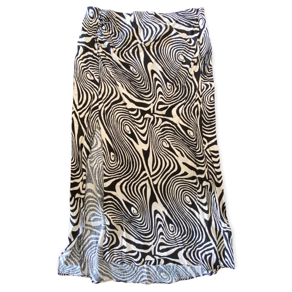 🦓 TRIPPY MIDI/MAXI SKIRT WITH BUTTONS AND HIGH SLIT | Black-White | Size L